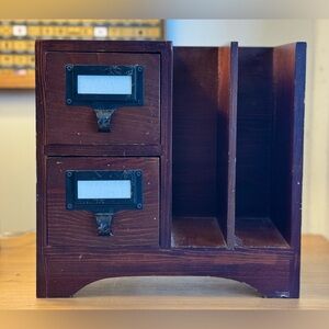 Wood Desktop Organizer with 2 Apothecary Drawers & Mail Slots Melannco